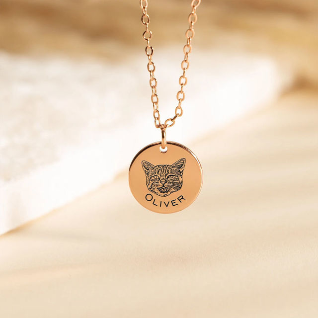 Picture of Personalized Photo Pet Necklace with Name | Custom Necklace for Pet Person | Engraved Photo Necklace