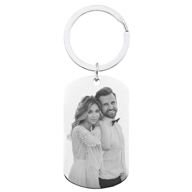 Picture of Custom Engraved Photo Keychain | Personalized Military Tag Keychain | Birthday Gifts