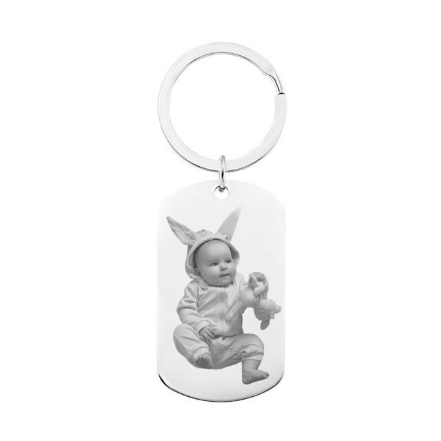 Picture of Custom Engraved Photo Keychain | Personalized Military Tag Keychain | Birthday Gifts