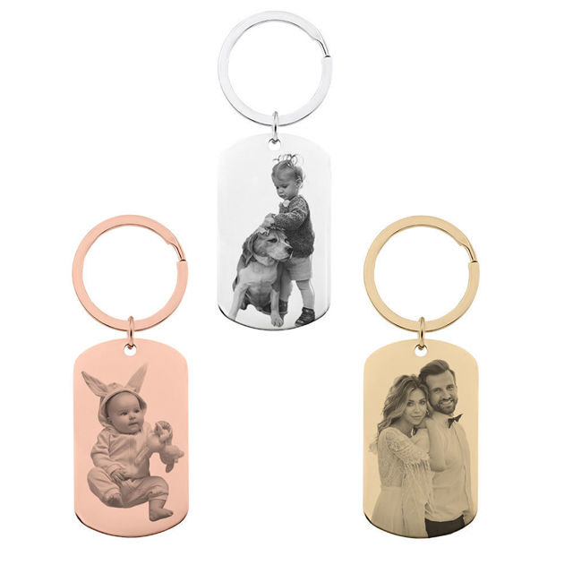 Picture of Custom Engraved Photo Keychain | Personalized Military Tag Keychain | Birthday Gifts