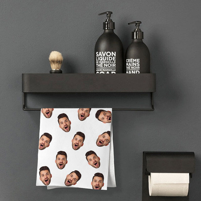 Picture of Personalized Faces White Towel Personalized Photo Towel Funny Gift