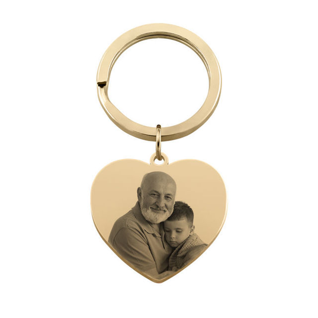 Picture of Custom Photo Keychain with Heart Pendant | Personalized Stainless Steel Keyring | Gift for Your Loved One