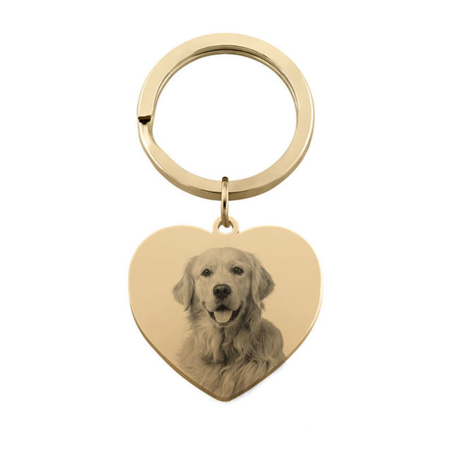 Picture of Custom Photo Keychain with Heart Pendant | Personalized Stainless Steel Keyring | Gift for Your Loved One