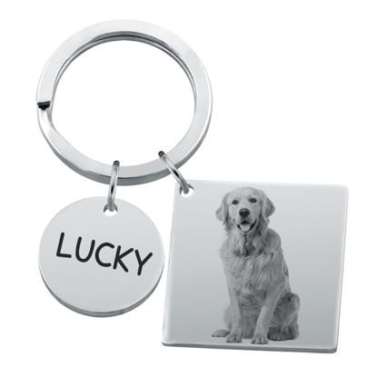 Picture of Custom Square Engraved Photo Keychain | Personalized Stainless Steel Keychain