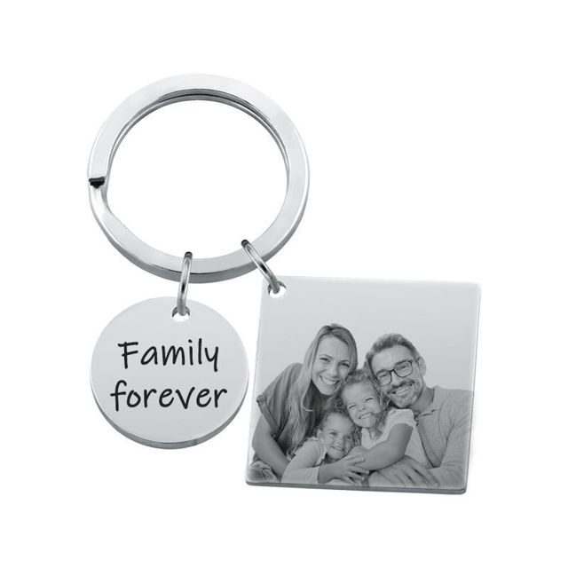 Picture of Custom Square Engraved Photo Keychain | Personalized Stainless Steel Keychain