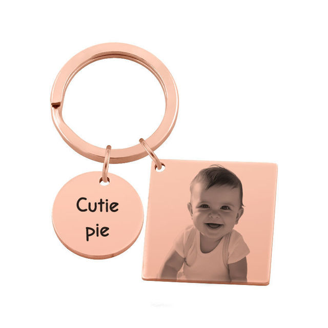 Picture of Custom Square Engraved Photo Keychain | Personalized Stainless Steel Keychain