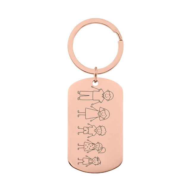 Picture of Custom Family Keychain | Personalized Keyring with Cute Family Figures | Gift for Father's Day and Mother's Day