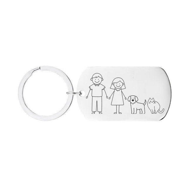 Picture of Custom Family Keychain | Personalized Keyring with Cute Family Figures | Gift for Father's Day and Mother's Day