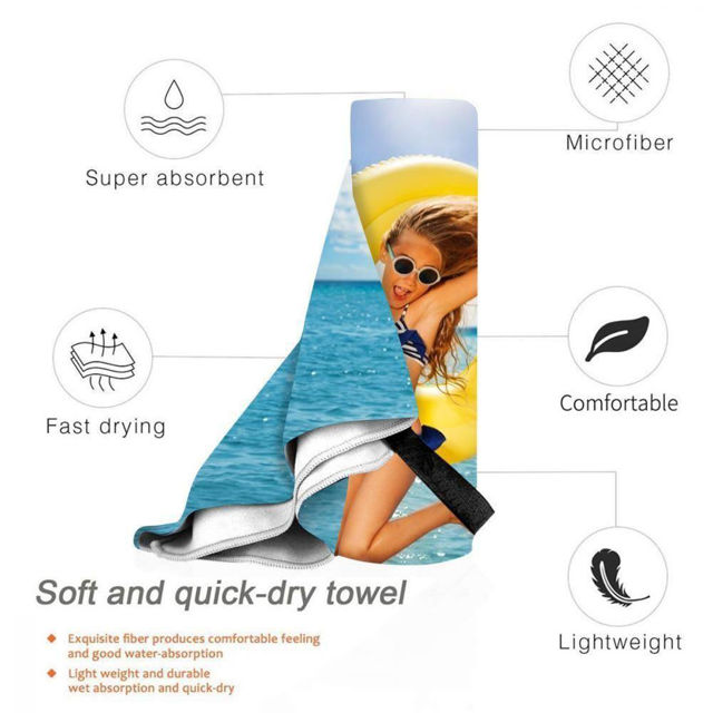 Picture of Personalized Photo Bath Towels Beach Towels Ultrafine Fiber for Couple