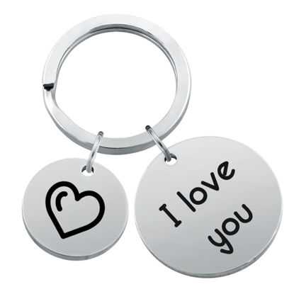 Picture of Custom Keychain with Text | Personalized Stainless Steel Keyring | Gift for Loved One