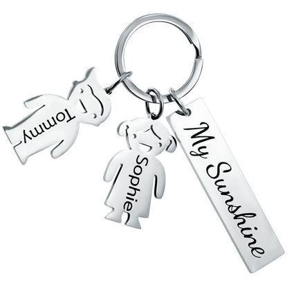 Picture of Custom Family Member Keychain | Personalized Keychain with Charms and Text | Best Family Christmas Gift