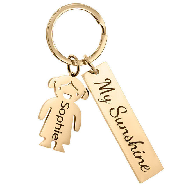 Picture of Custom Family Member Keychain | Personalized Keychain with Charms and Text | Best Family Christmas Gift