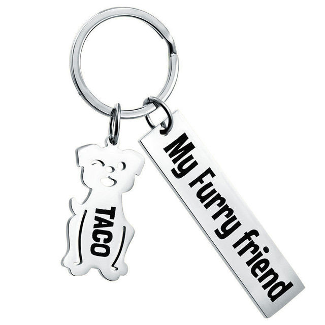 Picture of Custom Pet Keychain | Personalized Keychain with Charms and Text | Best Gift for Pet Person