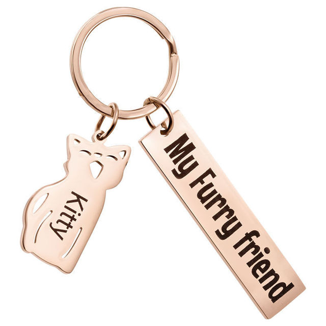 Picture of Custom Pet Keychain | Personalized Keychain with Charms and Text | Best Gift for Pet Person