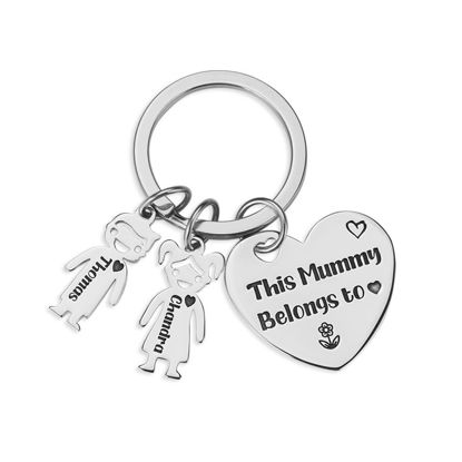 Picture of Engraved Family Name Keychain | Custom Keychain with Cute Charms