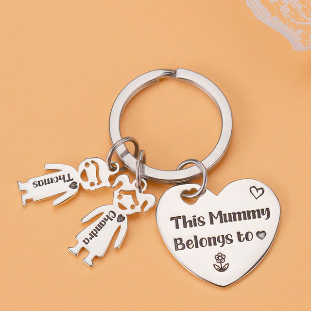 Picture of Engraved Family Name Keychain | Custom Keychain with Cute Charms