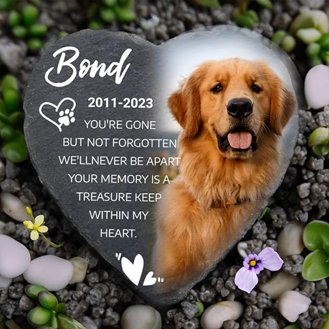 Picture of Personalized Pet Memorial Stone | Custom Engraved Photo Memorial Stone | Pet Grave Marker