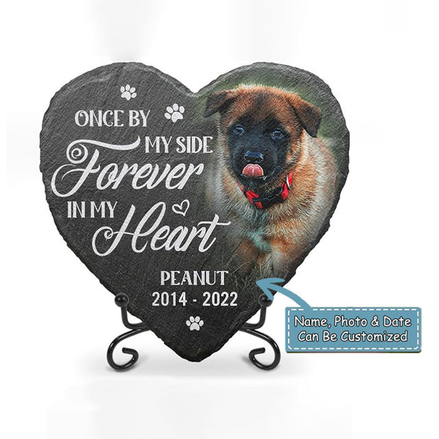 Picture of Custom Engraved Photo Pet Memorial Stone | Personalized Memorial Stone For Furry Friend | Pet Grave Marker