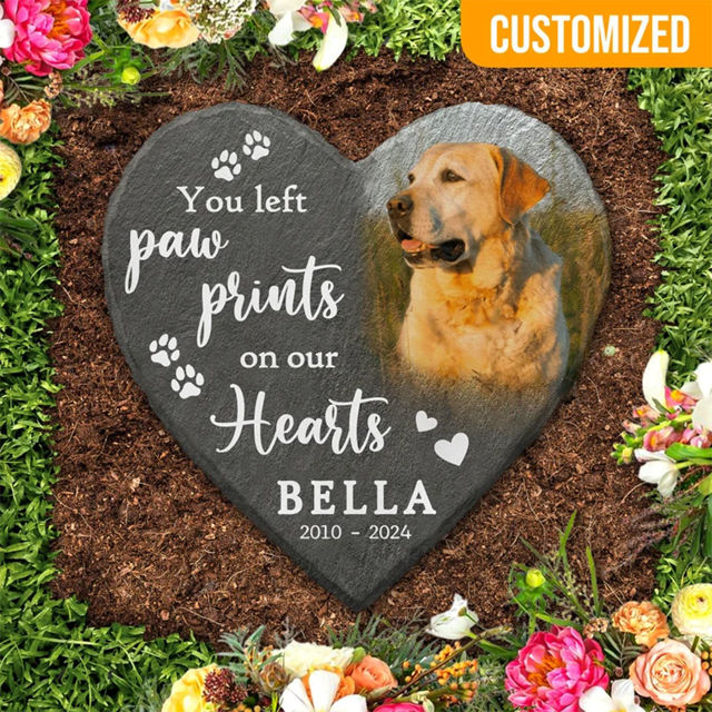 Picture of Custom Engraved Photo Pet Memorial Stone | Personalized Memorial Stone For Furry Friend | Pet Grave Marker