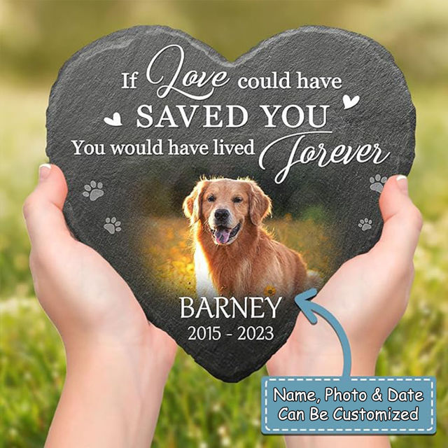 Picture of Personalized Pet Memorial Stone | Custom Photo Memorial Grave Stones Engraved for Dog and Cat | Pet Loss Gifts