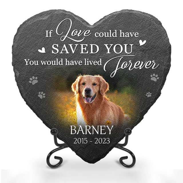 Picture of Personalized Pet Memorial Stone | Custom Photo Memorial Grave Stones Engraved for Dog and Cat | Pet Loss Gifts