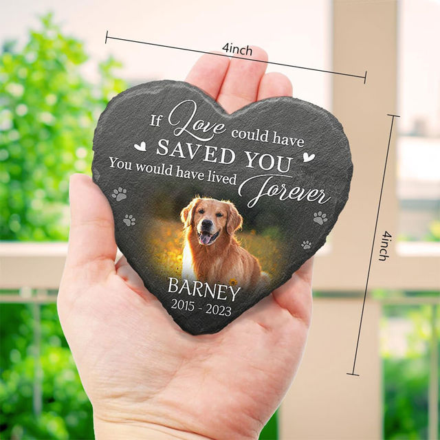 Picture of Personalized Pet Memorial Stone | Custom Photo Memorial Grave Stones Engraved for Dog and Cat | Pet Loss Gifts