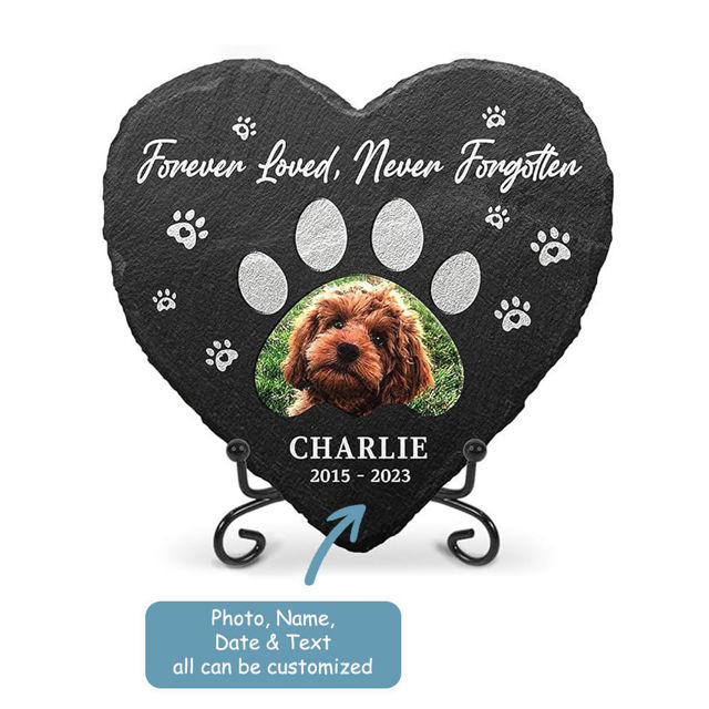 Picture of Personalized Engraved Pet Memorial Stone | Custom Photo Memorial GraveStone for Pet Person | Pet Grave Marker