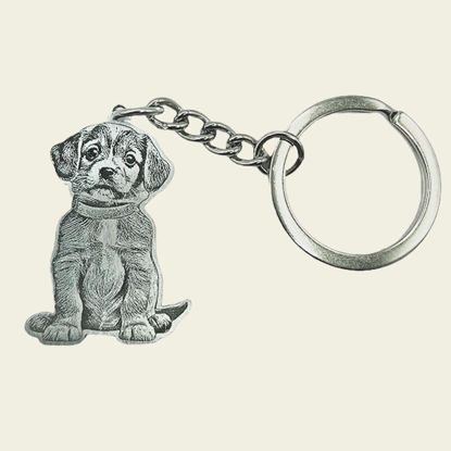 Picture of Custom Engraved Stainless Steel Pet Photo Keychain | Personalized Photo Pet Keyring | Gift for Pet Person