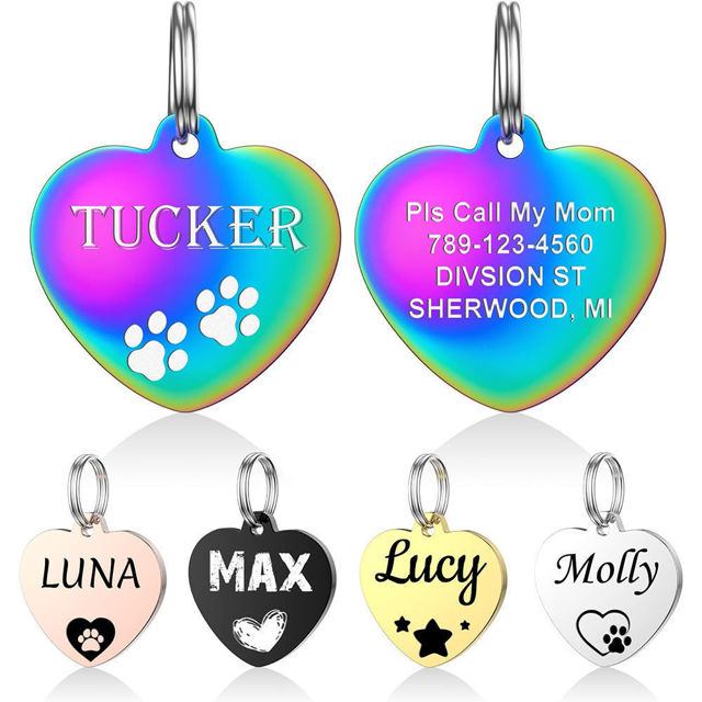 Imagen de Etiqueta personalizada para mascotas con múltiples formas y colores | Personalizada con número de teléfono | El mejor regalo para los amantes de las mascotas
