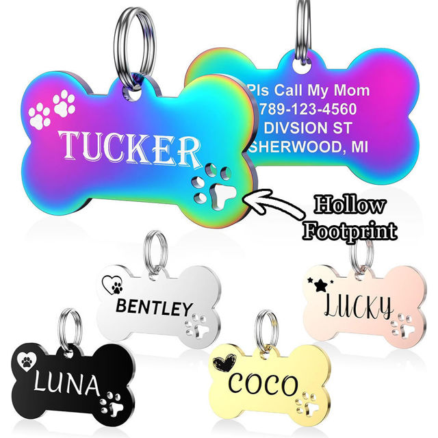 Imagen de Etiqueta personalizada para mascotas con múltiples formas y colores | Personalizada con número de teléfono | El mejor regalo para los amantes de las mascotas