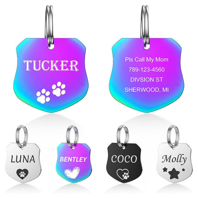 Imagen de Etiqueta personalizada para mascotas con múltiples formas y colores | Personalizada con número de teléfono | El mejor regalo para los amantes de las mascotas