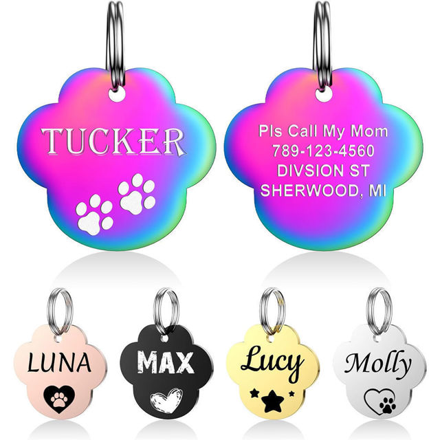 Imagen de Etiqueta personalizada para mascotas con múltiples formas y colores | Personalizada con número de teléfono | El mejor regalo para los amantes de las mascotas