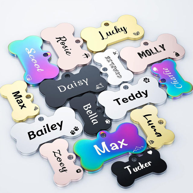 Imagen de Etiqueta personalizada para mascotas con múltiples formas y colores | Personalizada con número de teléfono | El mejor regalo para los amantes de las mascotas