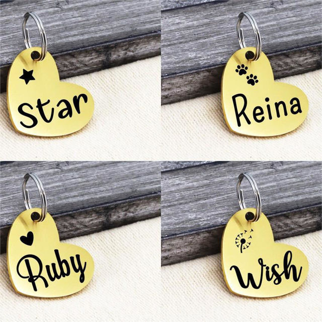 Picture of Personalized Cat And Dog Name Tag With Phone Number | Engraved Heart Name Tag