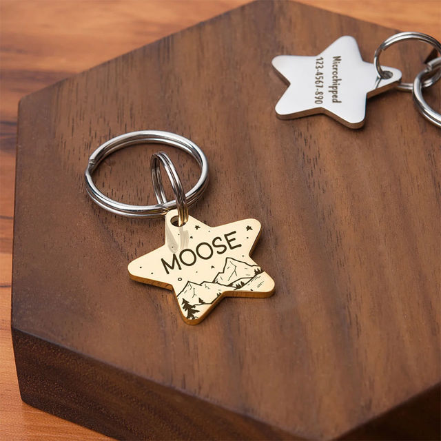 Picture of Personalized Engraved Star Shaped Name Tag for Pets with Telephone Number