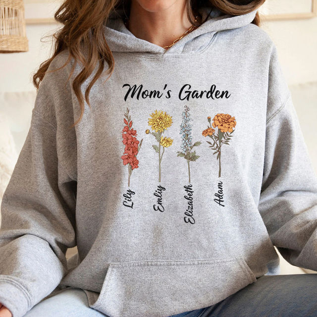 Picture of Personalized Birth Flower Hoodie - Personalized Unisex Long Sleeve Sweatshirt