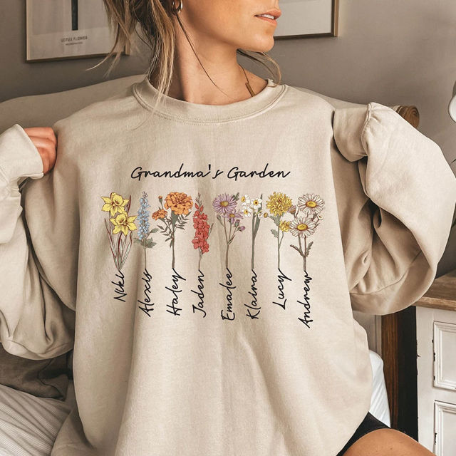 Picture of Personalized Birth Flower Hoodie - Personalized Unisex Long Sleeve Sweatshirt