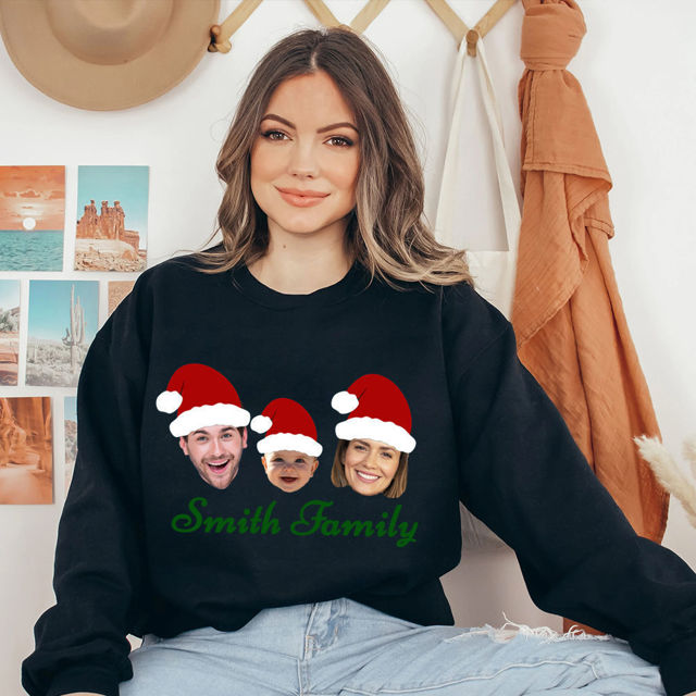 Picture of Personalized Christmas Face Hoodie - Personalized Unisex Long Sleeve Family Hoodie