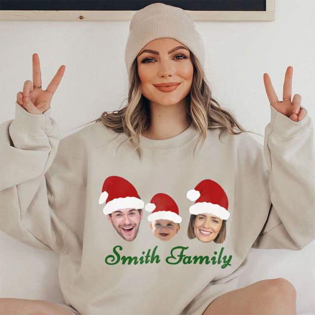 Picture of Personalized Christmas Face Hoodie - Personalized Unisex Long Sleeve Family Hoodie