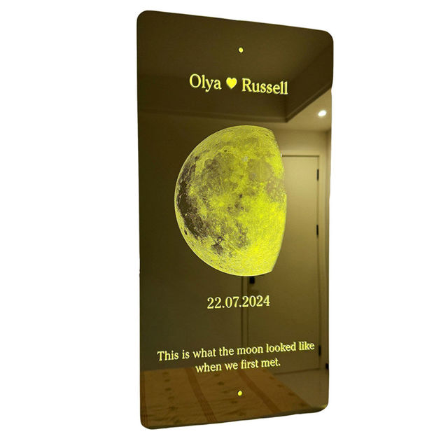 Picture of Personalized Moon Phase Mirror Sign - Couples Anniversary Moon Phase Mirror with Names and Text - Gifts for Boyfriend, Girlfriend and Family