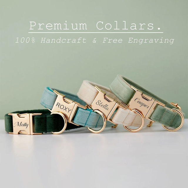 Imagen de Collar con nombre de mascota personalizado - Collares de terciopelo para perros de varios colores personalizados - Etiqueta con nombre de mascota grabada personalizada con hebilla de metal - Regalo para cachorros para bodas y Navidad