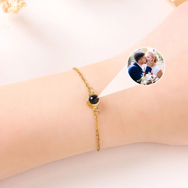 Picture of Custom Photo Projection Bracelet with/ I Love You 100 Languages - Custom Memorial Picture Bracelet - Mother's day, Valentine's Day, Anniversary, Christmas Gifts