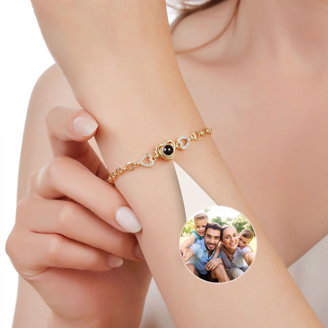 Picture of Personalized Photo Projection Charm Bracelet with Heart Chain - Memorial Picture Bracelet for Her - Best Gifts for Valentine's Day and Anniversary