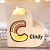 Picture of Custom Wooden Heart Candle Holders - Personalized Heart Shaped Letter Name Candle Holders - Best Custom Heart Candle Holders Memorial Gift