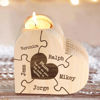 Picture of Custom Wooden Name Candle holder - Personalized Heart Shape Candle holder - Best Gifts for Family