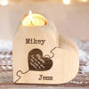 Picture of Custom Wooden Name Candle holder - Personalized Heart Shape Candle holder - Best Gifts for Family