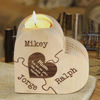 Picture of Custom Wooden Name Candle holder - Personalized Heart Shape Candle holder - Best Gifts for Family