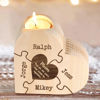 Picture of Custom Wooden Name Candle holder - Personalized Heart Shape Candle holder - Best Gifts for Family