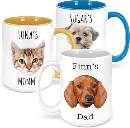 Picture of Custom Pet Photo Face Mugs - Personalized Photo Coffee Cup with Custom Text - Christmas Gifts for Family