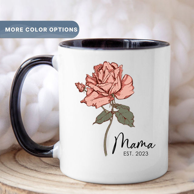 Picture of Custom Name Mug with Colorful Birth Flower - Customized Mug with Name and Date - Gift for Family Members - Mother's Day Gifts